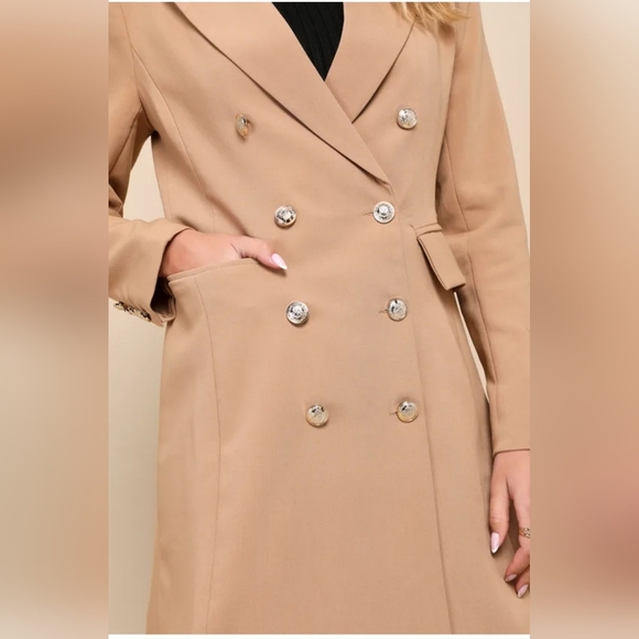 LULUs Elegant Tan Double-Breasted Women's Coat. Sz. M NWT - Picture 5 of 8